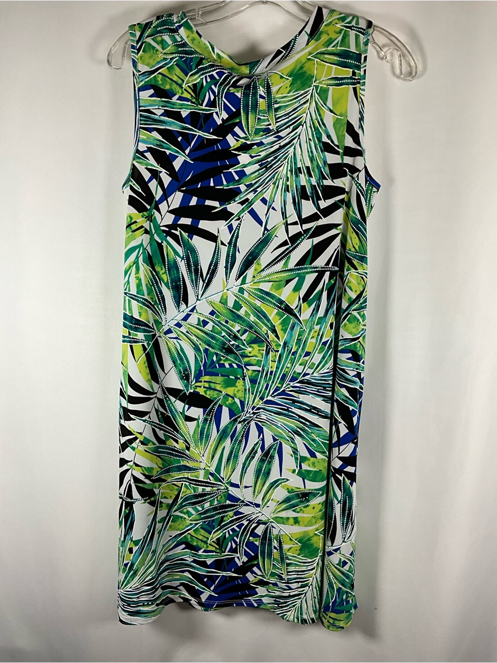 Apt. 9 Dress Size S Tropical Leaf Print Shift Dress - Green, Blue & White - Picture 3 of 8
